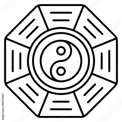 Pa kua Line icon. Bagua feng shui symbol. Asian culture spiritual balance Line icon