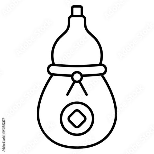 Calabash Line icon. Lucky gourd symbol. Asian tradition and prosperity charm Line icon