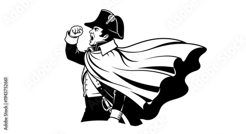 General Leading Troops, Military Leader, Historical Figure, Dramatic Cape, Marching Forward