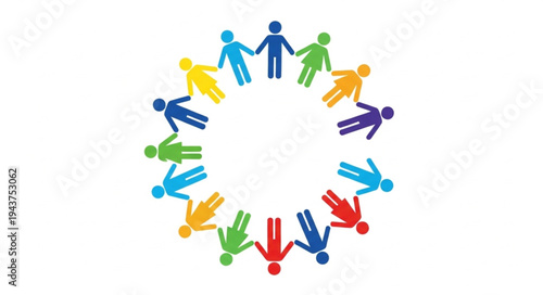 Diverse Group of People Holding Hands in Circle.