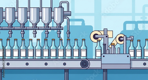 Bottling plant production line equipment.