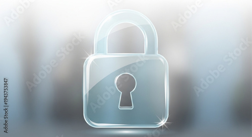 Close-up of a Modern Transparent Padlock with Keyhole.