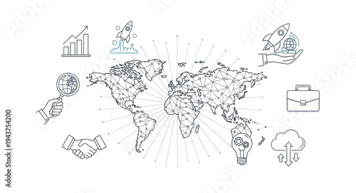 World Map Illustration with Dotted Design.