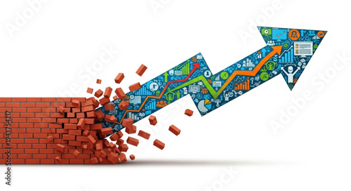 Business Growth Arrow Breaking Through.