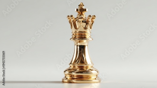 Golden Chess Piece Isolated on Light Background for Game Concept