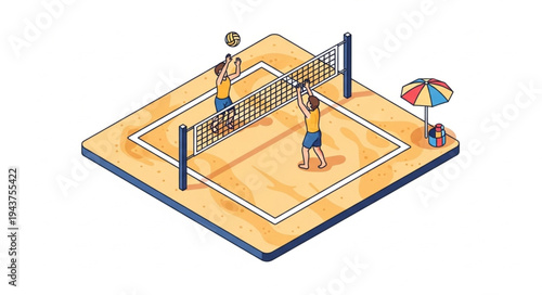 Beach Volleyball Court Illustration.