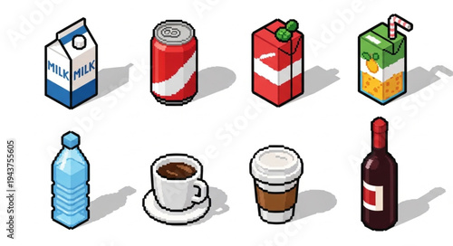 Beverage Drink Icons Set.