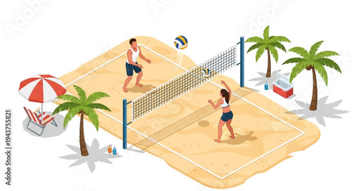 Beach Volleyball Players in Action.