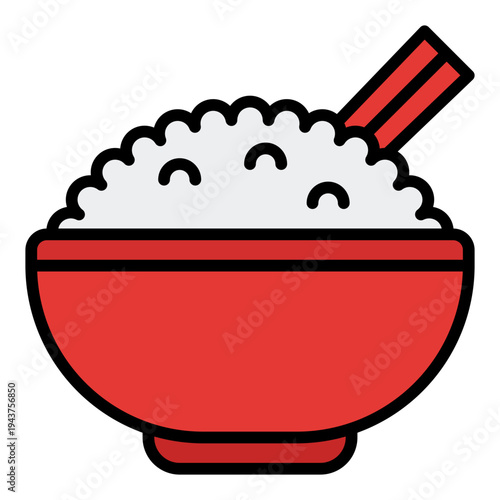 Rice Filled Line icon. Asian staple food symbol. Harvest prosperity culture Filled Line icon