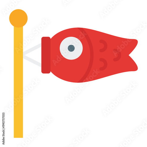 Koinobori Flat icon. Carp streamer symbol. Asian festival decoration Flat icon