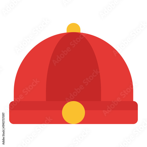 Chinese hat Flat icon. Traditional festival hat symbol. Lunar new year costume Flat icon