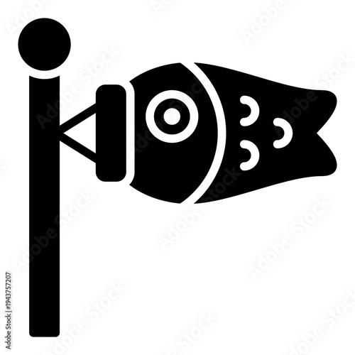 Koinobori glyph icon. Carp streamer symbol. Asian festival decoration glyph icon