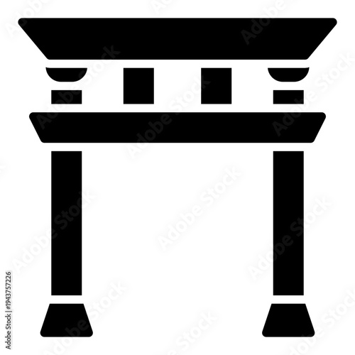 Gate glyph icon. Chinese festival gate symbol. Lunar new year entrance decoration glyph icon