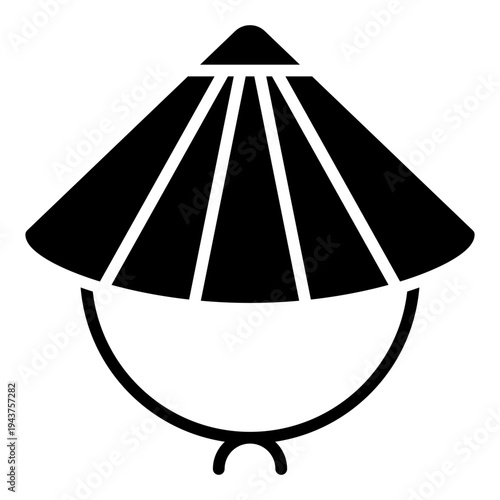 Bamboo hat glyph icon. Traditional Asian farmer hat symbol. Lunar new year culture glyph icon