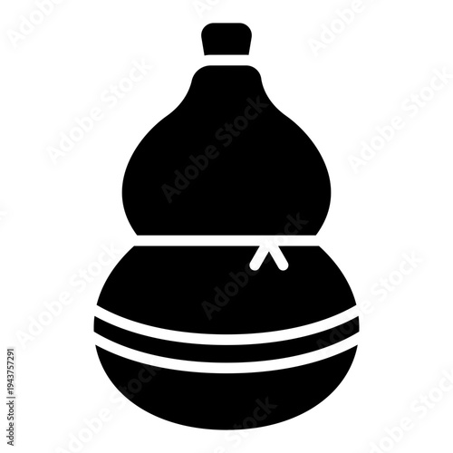 Calabash glyph icon. Lucky gourd symbol. Asian tradition and prosperity glyph icon
