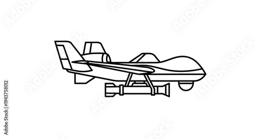 Military Drone with Missile, Unmanned Aerial Vehicle, Reconnaissance Aircraft