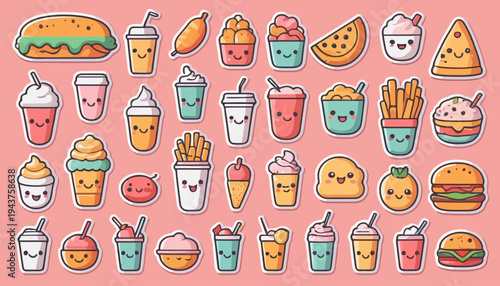 set of vector icons of fast food