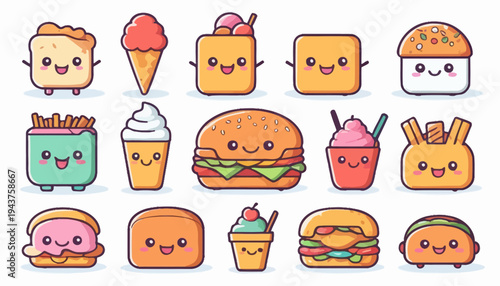 set of vector icons of fast food