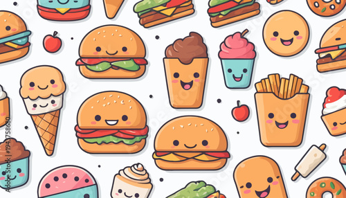 set of vector icons of fast food