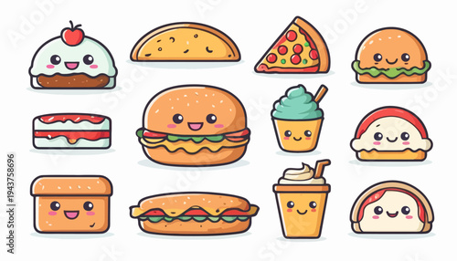 set of vector icons of fast food