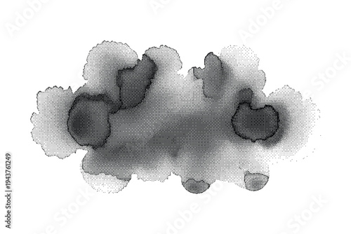 Abstract black and white watercolor ink blot texture vector graphic element for artistic design backgrounds, overlays, or grunge effects