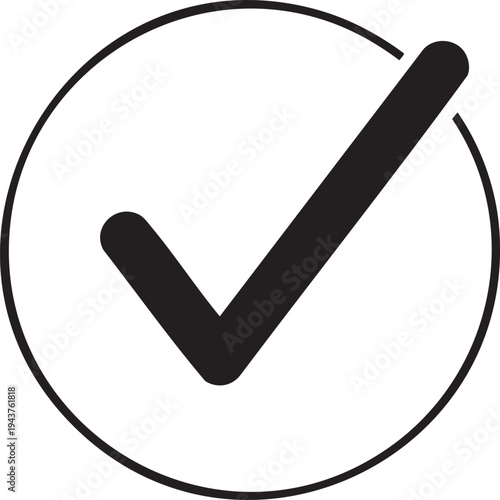 Simple black check mark icon within a circular outline