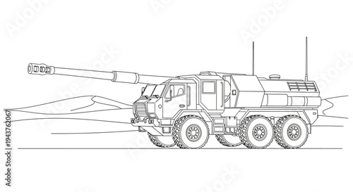 Military missile launcher truck firing projectile in desert landscape