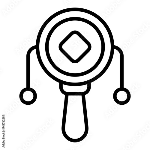 Rattle drum Line icon. Chinese pellet drum symbol. Lunar new year festival music Line icon