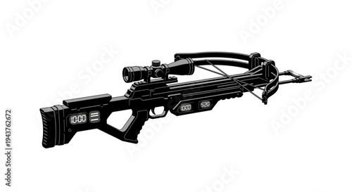 Modern Tactical Crossbow with Scope and Digital Display
