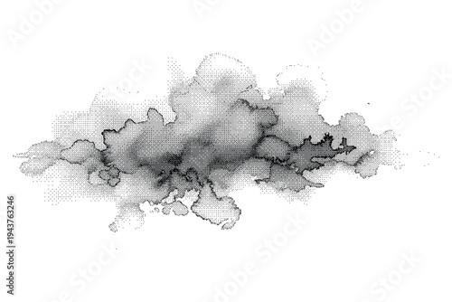 Abstract black and white watercolor ink blot texture vector illustration, organic paint splash background element for graphic design projects
