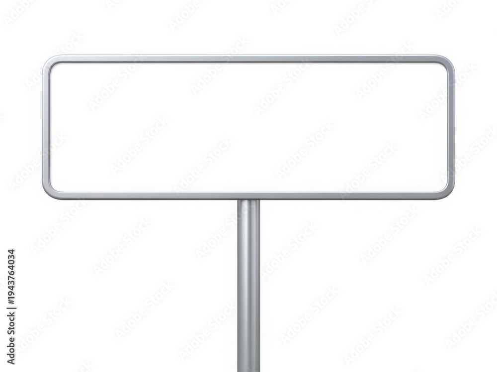 Obraz premium A blank rectangular sign mounted on a single vertical pole against a white background
