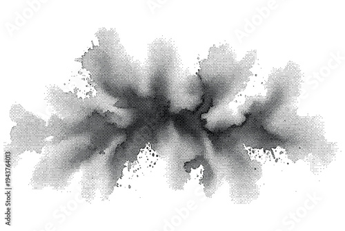 Abstract black watercolor inkblot texture vector isolated on white background, organic paint splash design element for grunge art and graphic projects