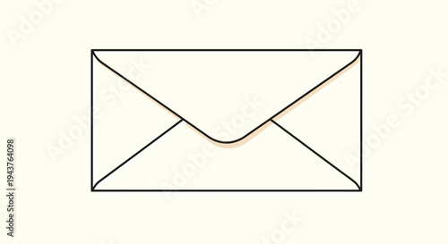 Simple outline of a closed white paper envelope on a light cream background for mail communication and business correspondence themes.