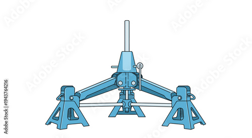 Heavy duty blue tripod jack stands are designed for vehicle support and maintenance in a professional garage setting.