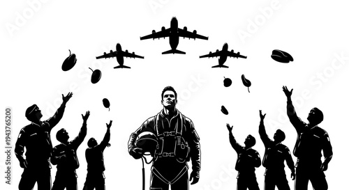 Pilot Honored by Crew and Aircraft Formation