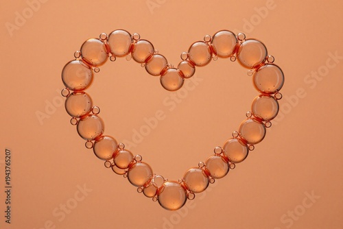 a heart made out of bubbles on an orange background_00001_
