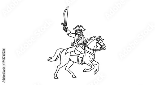 Pirate on Horseback with Sword Raised