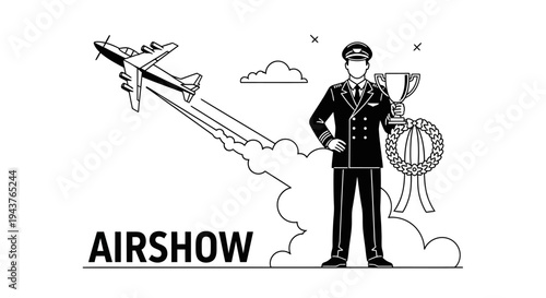 Pilot with Trophy and Aerobatic Plane at Airshow
