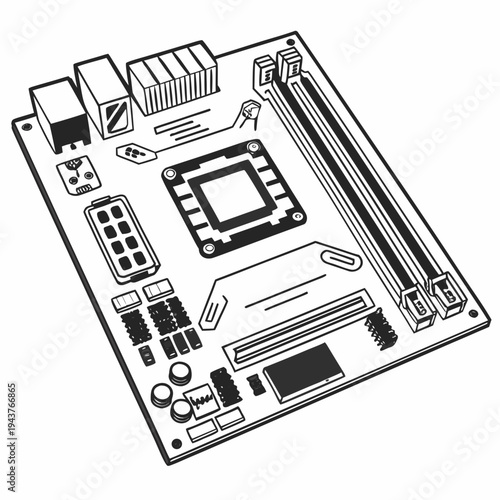 Vector illustration of a computer motherboard