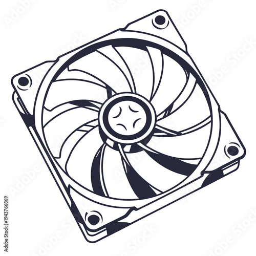 Vector computer cooling fan icon