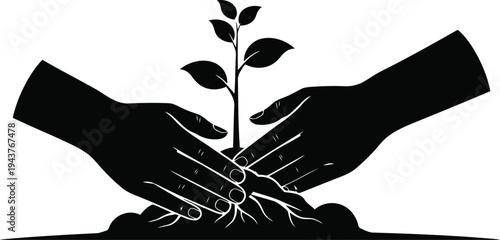 World Environment Day Silhouette Plant Tree In Hands