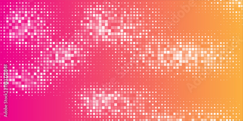 Shining pink purple disco party pattern background. Iridescent sequin mosaic texture. Abstract sparkling halftone wallpaper. Pop up comic glowing glitter backdrop. Retro vector design template