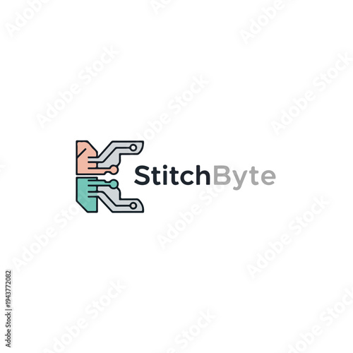 A tech logo featuring abstract circuits, paired with two-tone typography