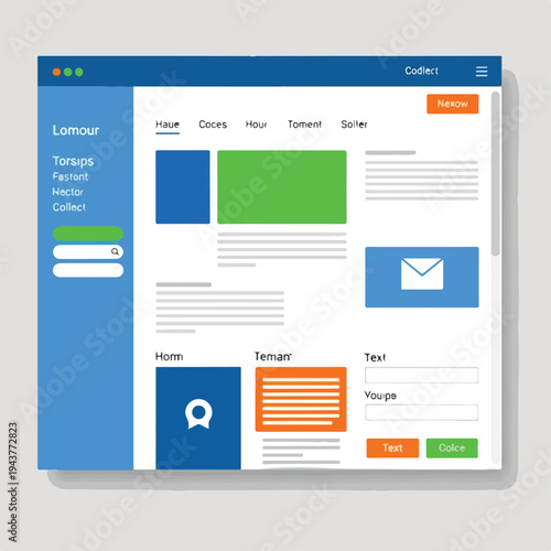 A UI mockup of a desktop application with various interactive elements