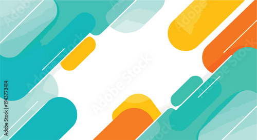 A vibrant abstract design with rounded shapes in various colors