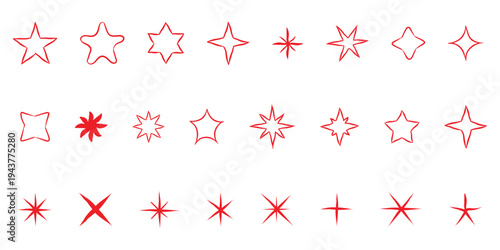 Hand drawn star icon symbol, sparkle star rating icon vector illustration