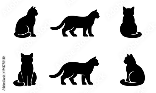 black silhouettes of cats vector