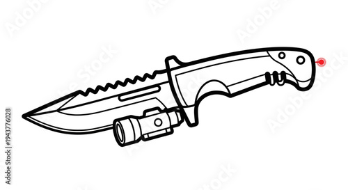 Tactical Survival Knife with Integrated Flashlight and Serrated Blade