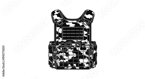 Tactical Plate Carrier Vest with Camouflage Pattern, Military Gear, Protective Equipment