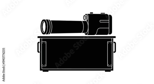 Vintage Telescope on Wooden Crate, Scientific Instrument, Retro Optics